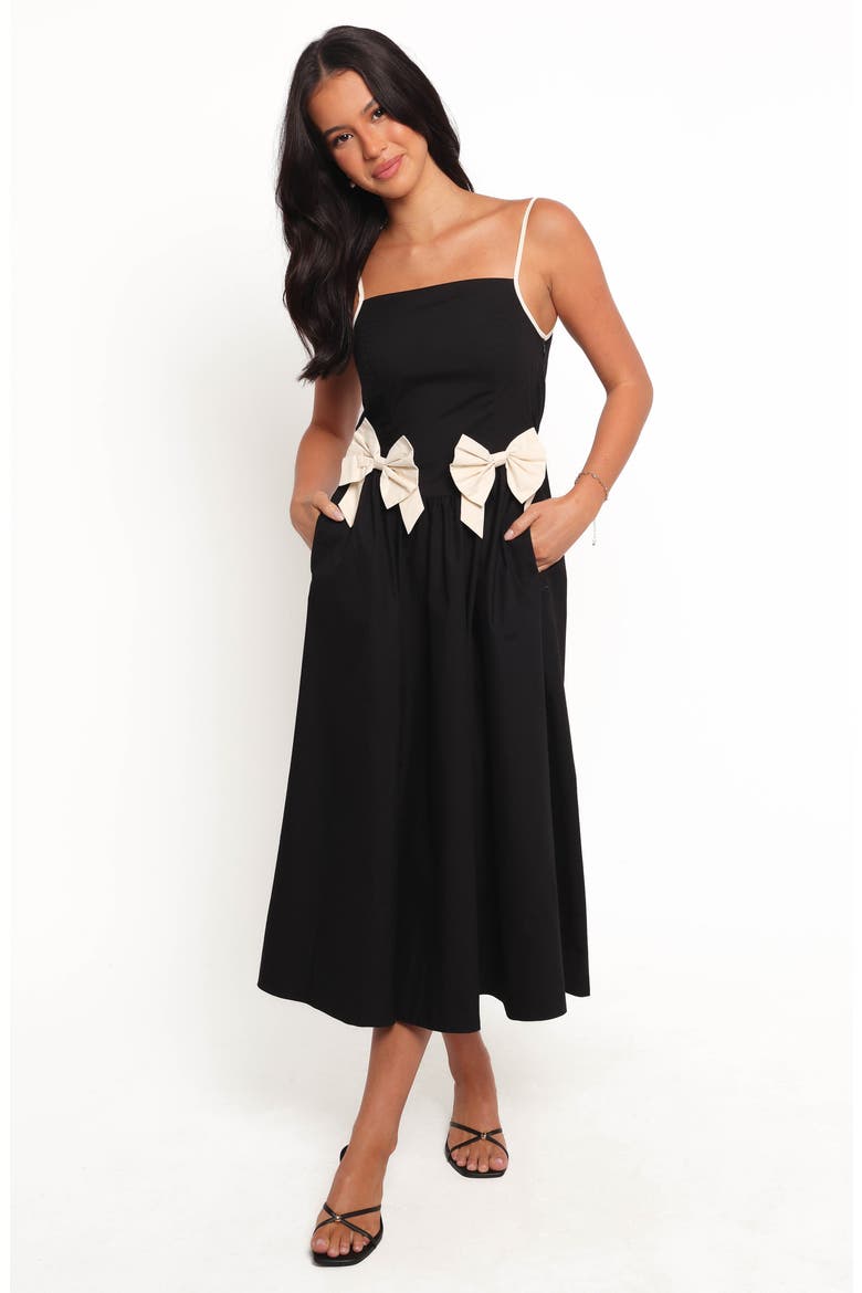 Tia Midi Dress, Alternate, color, BLACK