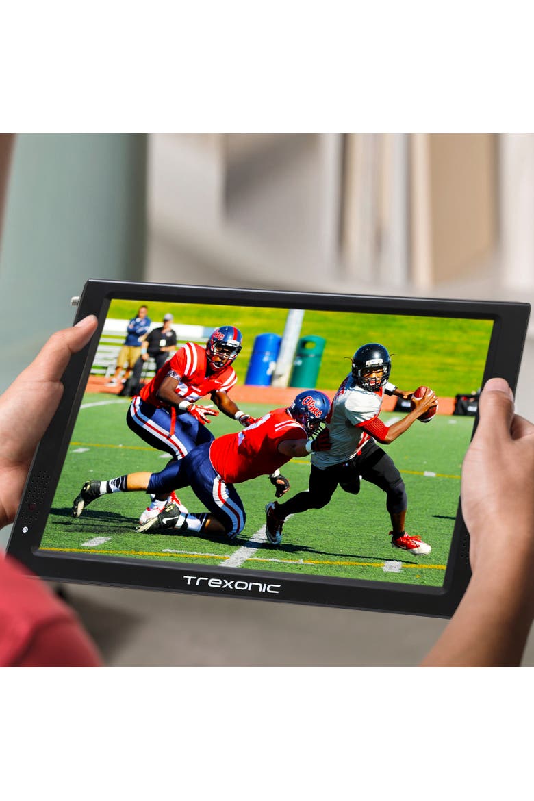 Lightweight Rechargeable Widescreen 12" LED Portable TV, Alternate, color, Black