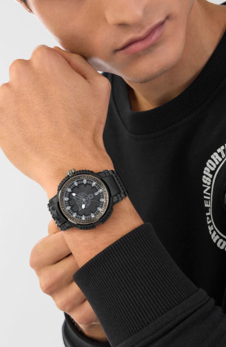 PLEIN SPORT Tiger Power Watch, Alternate, color, Black/ Grey/ Black