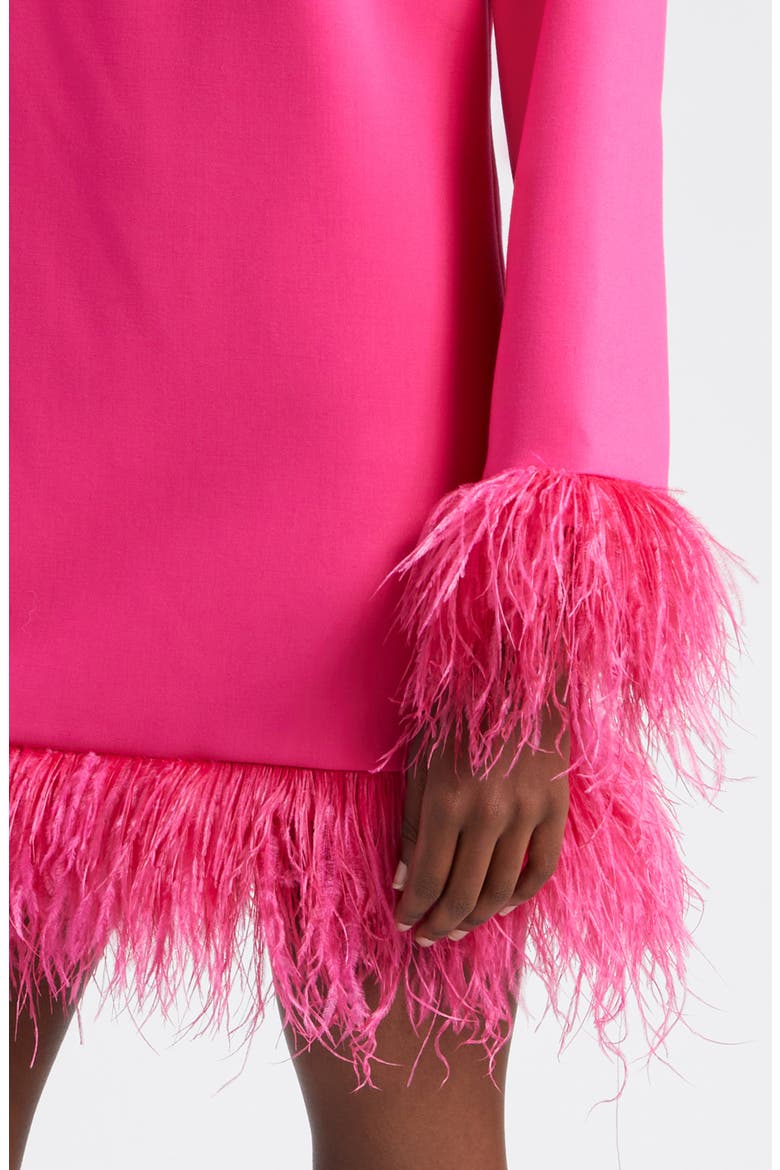 Marullo Feather Trim Long Sleeve Dress, Alternate, color, FUSCHIA