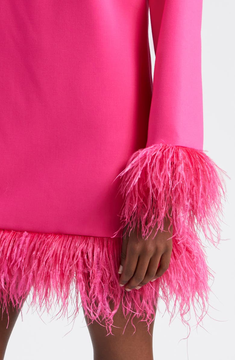 LIKELY Marullo Feather Trim Long Sleeve Dress, Alternate, color, Fuschia