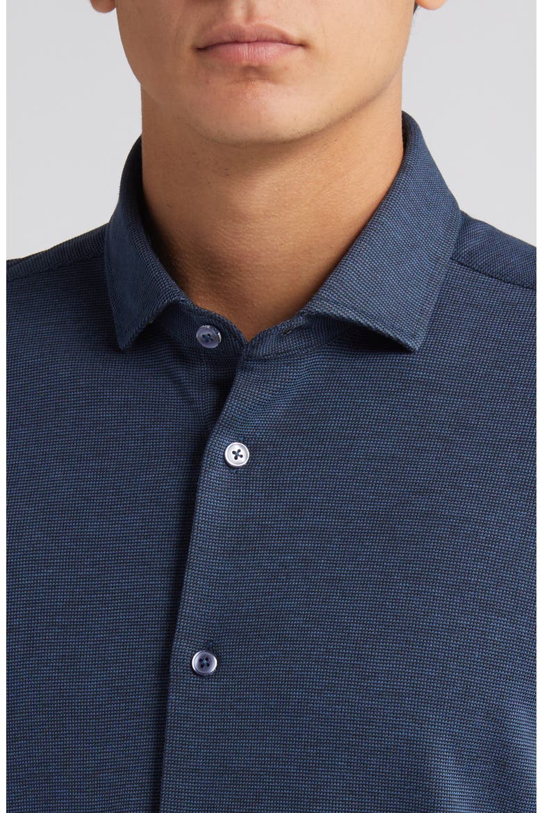 Solid Performance Piqué Button-Up Shirt, Alternate, color, NAVY