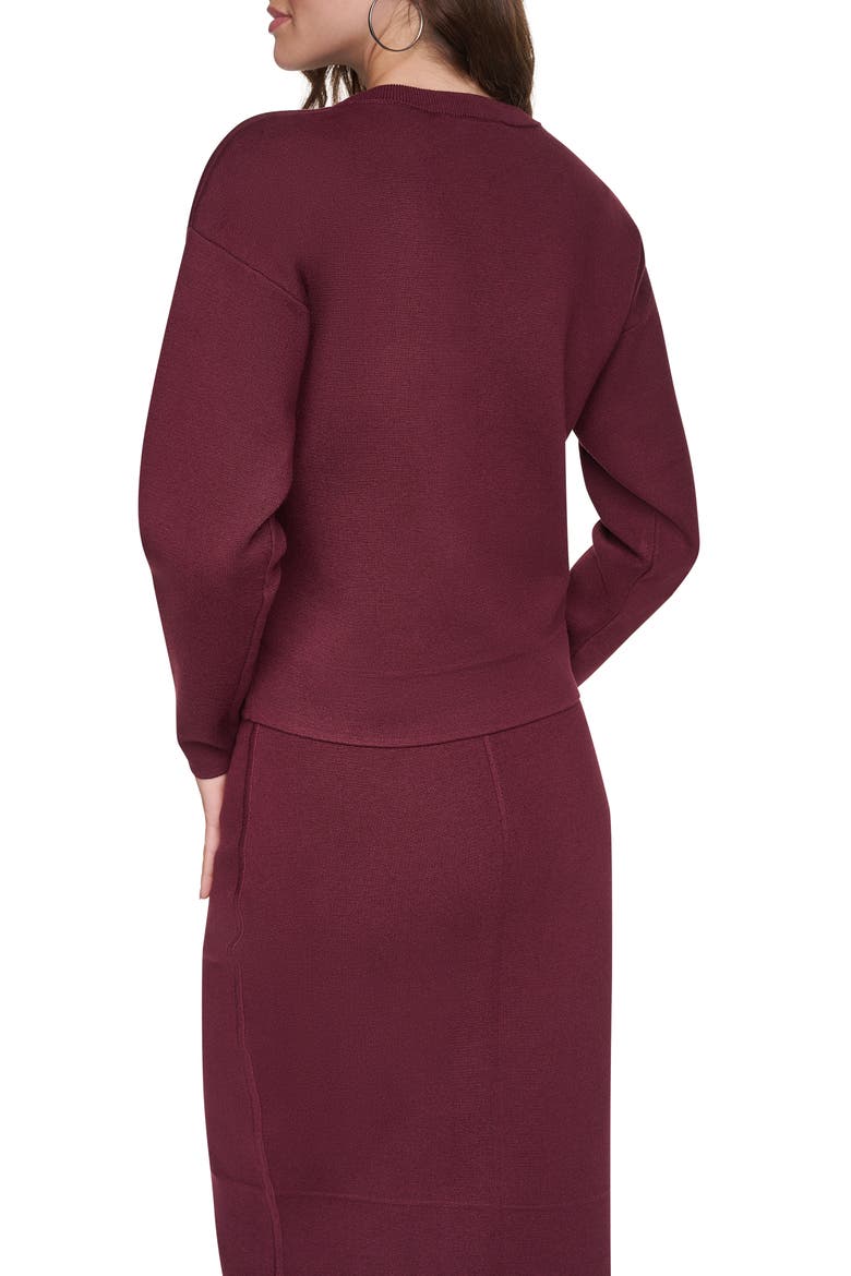 Zip Shoulder Crewneck Sweater, Alternate, color, CABERNET