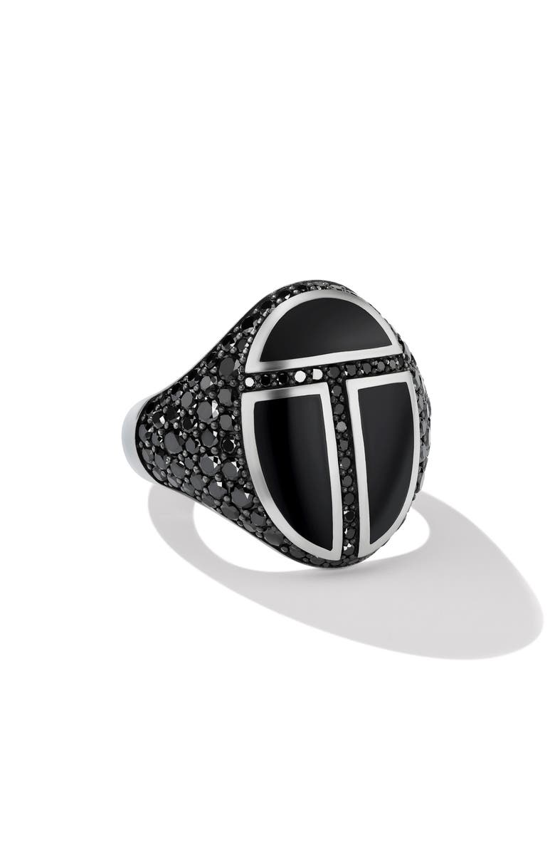 David Yurman Men's Cairo Signet Ring with Black Onyx & Pavé Black Diamonds, Alternate, color, 