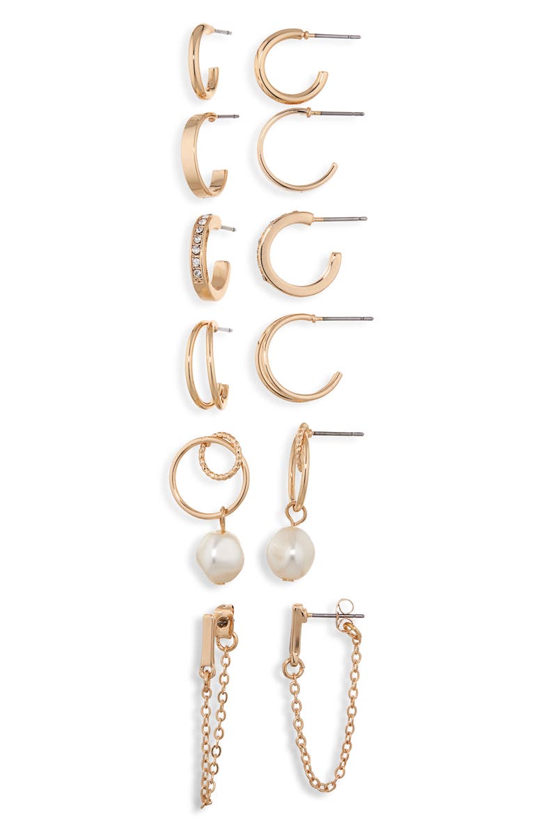 Stephan & Co. Pack of 6 Hoop Earrings, Main, color, 