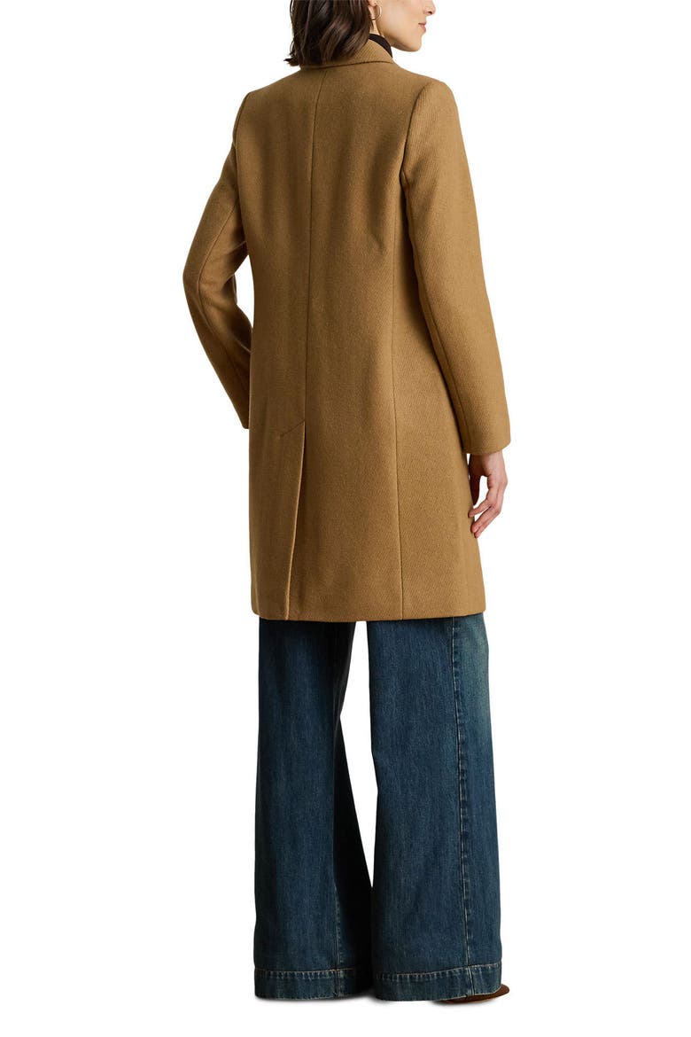 Longline Wool Blend Twill Coat, Alternate, color, CAMEL
