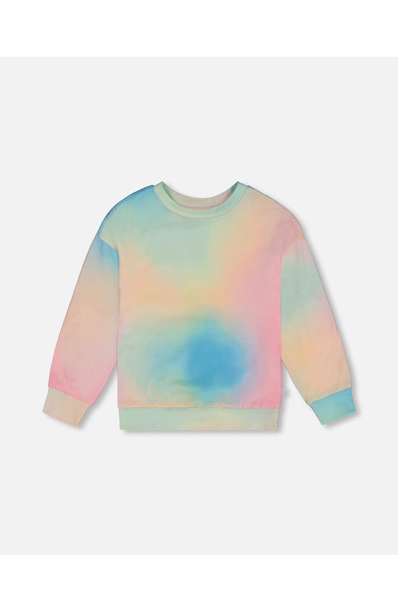 Deux par Deux Little Girl's Printed Long Sleeve Top Multicolored Tie Dye, Main, color, 