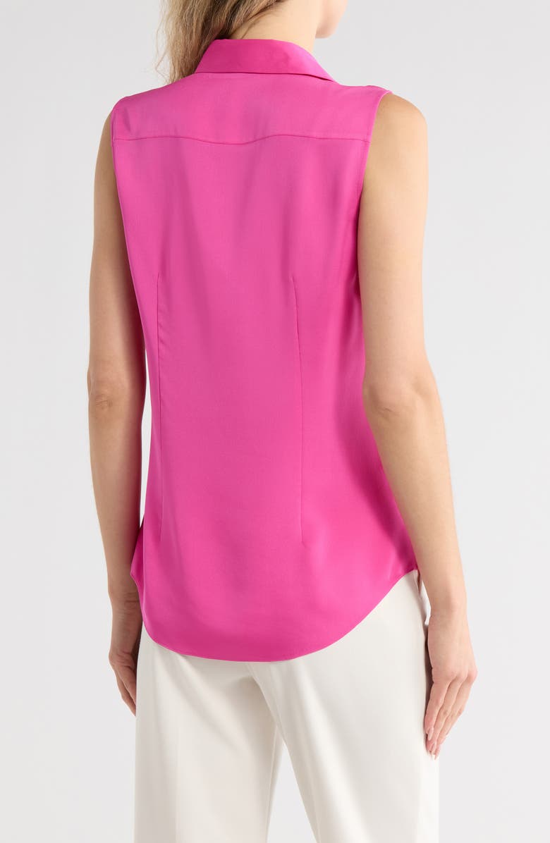 Theory Tanelis Sleeveless Silk Button-Up Shirt, Alternate, color, Carnation