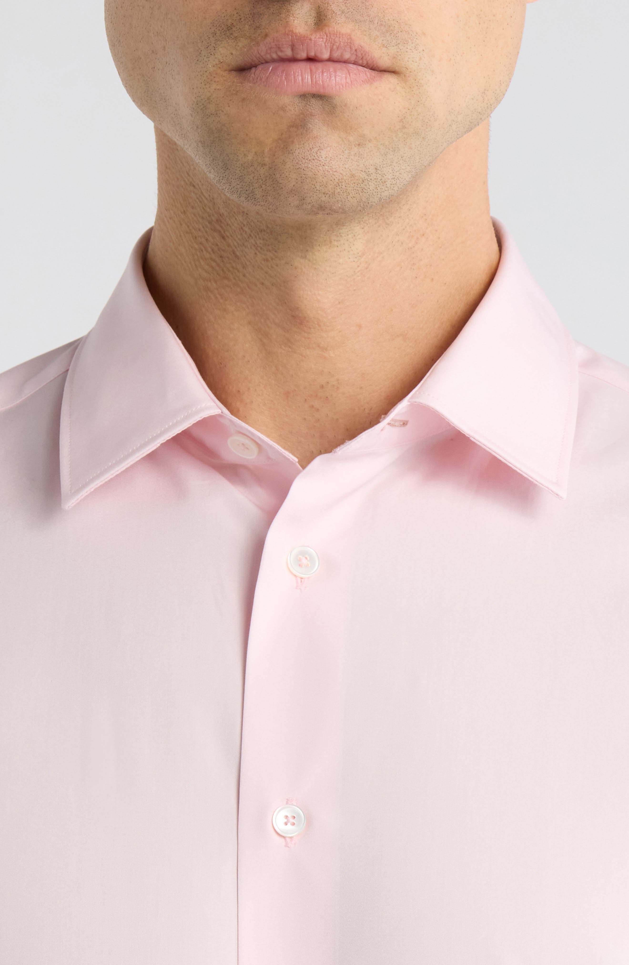 Tailored Fit Solid Cotton Dress Shirt - image 4
