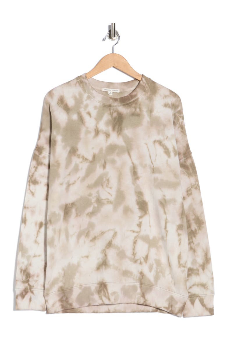 Cathy Tie-Dye Crew Neck Boyfriend Pullover, Alternate, color, RANGER GREEN/ARTICHOKE
