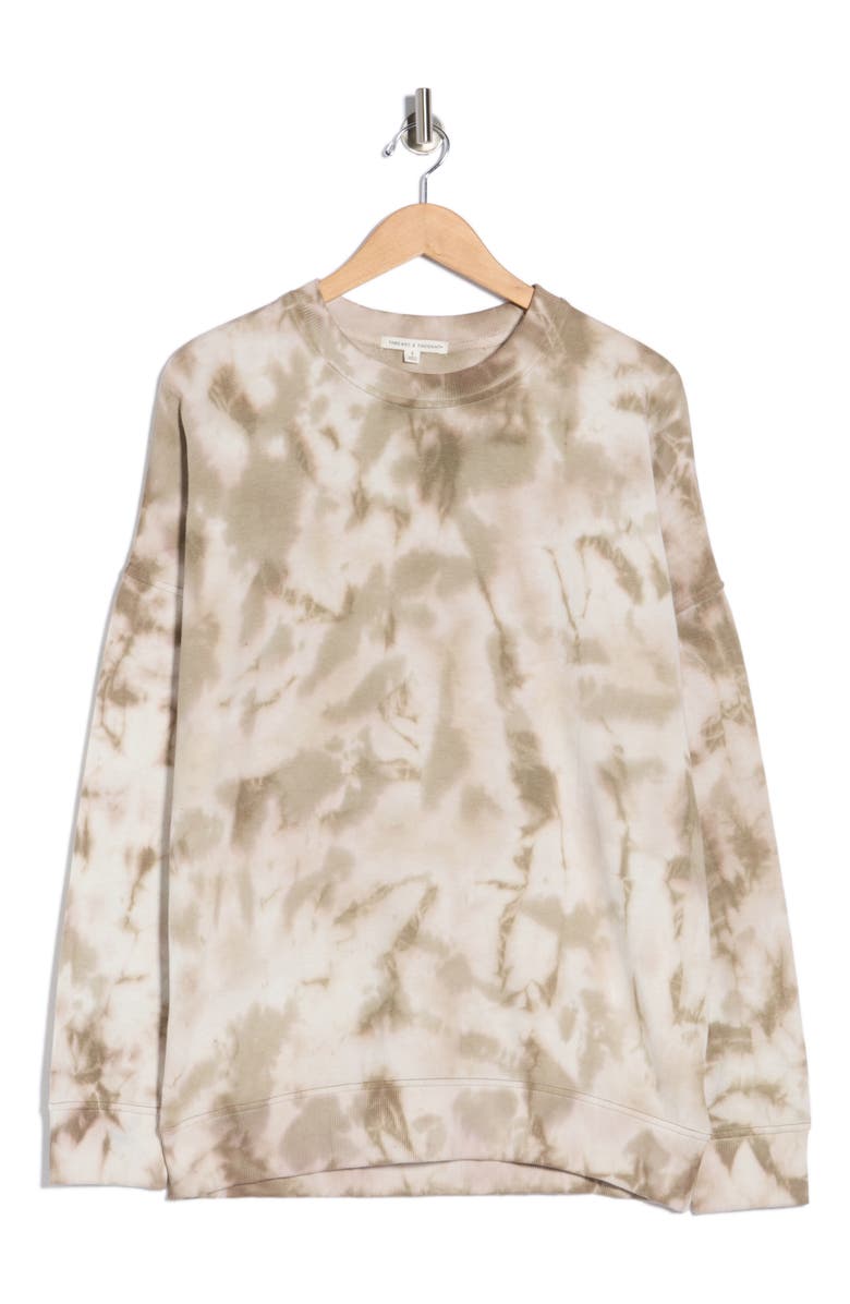 Threads 4 Thought Cathy Tie-Dye Crew Neck Boyfriend Pullover, Alternate, color, Ranger Green/Artichoke