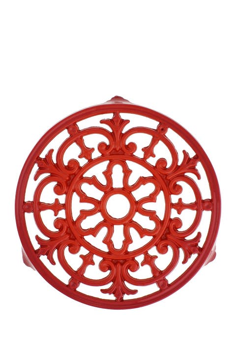 Red Enameled Cast Iron Fleur De Lys Trivit