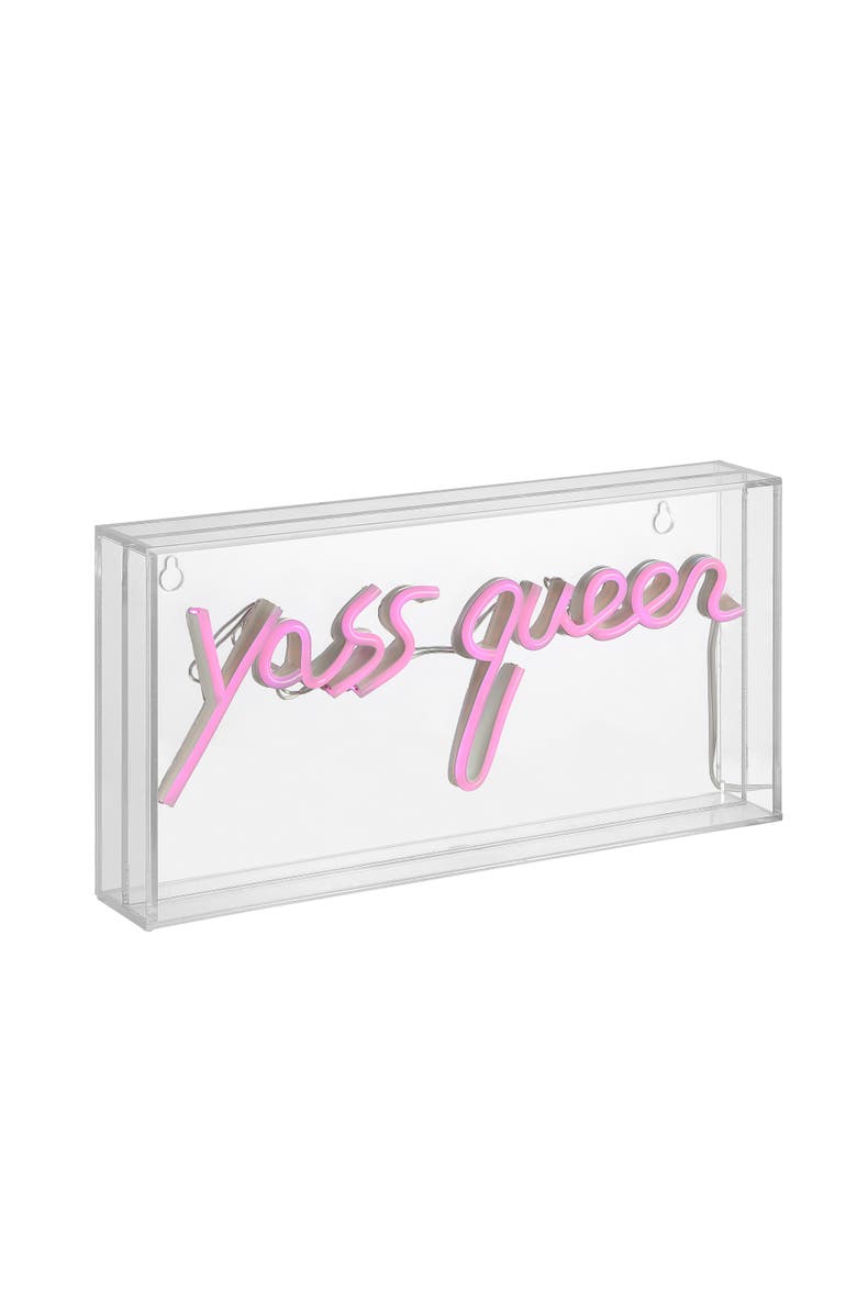 JONATHAN Y Yass Contemporary Glam Acrylic Box USB Operated LED Neon Light, Main, color, Pink