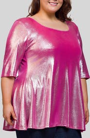 24seven Comfort Apparel Metallic Flare Tunic