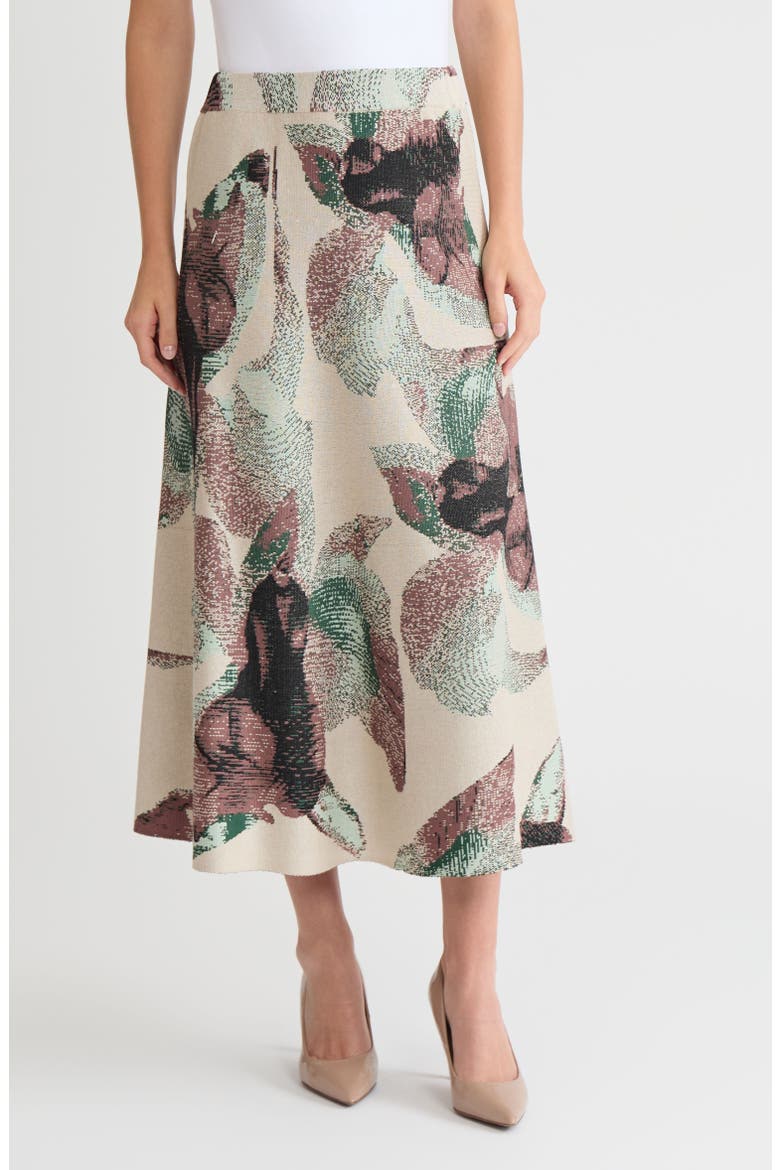 Abstract A-Line Jacquard Soft Knit Maxi Skirt, Main, color, Dark Ivy/Midnight Umber