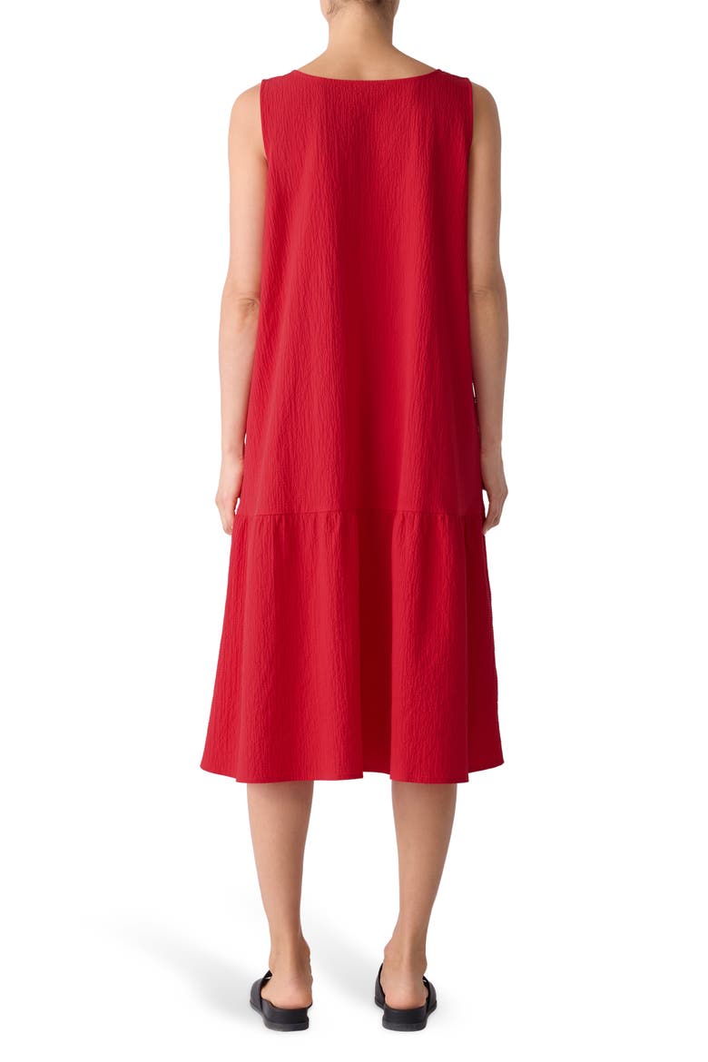 Scoop Neck Stretch Organic Cotton Midi Dress, Alternate, color, CRIMSON