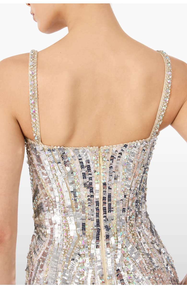 Jenny Packham Rebecca Sequin-Embelished Mini Dress, Alternate, color, Parchment