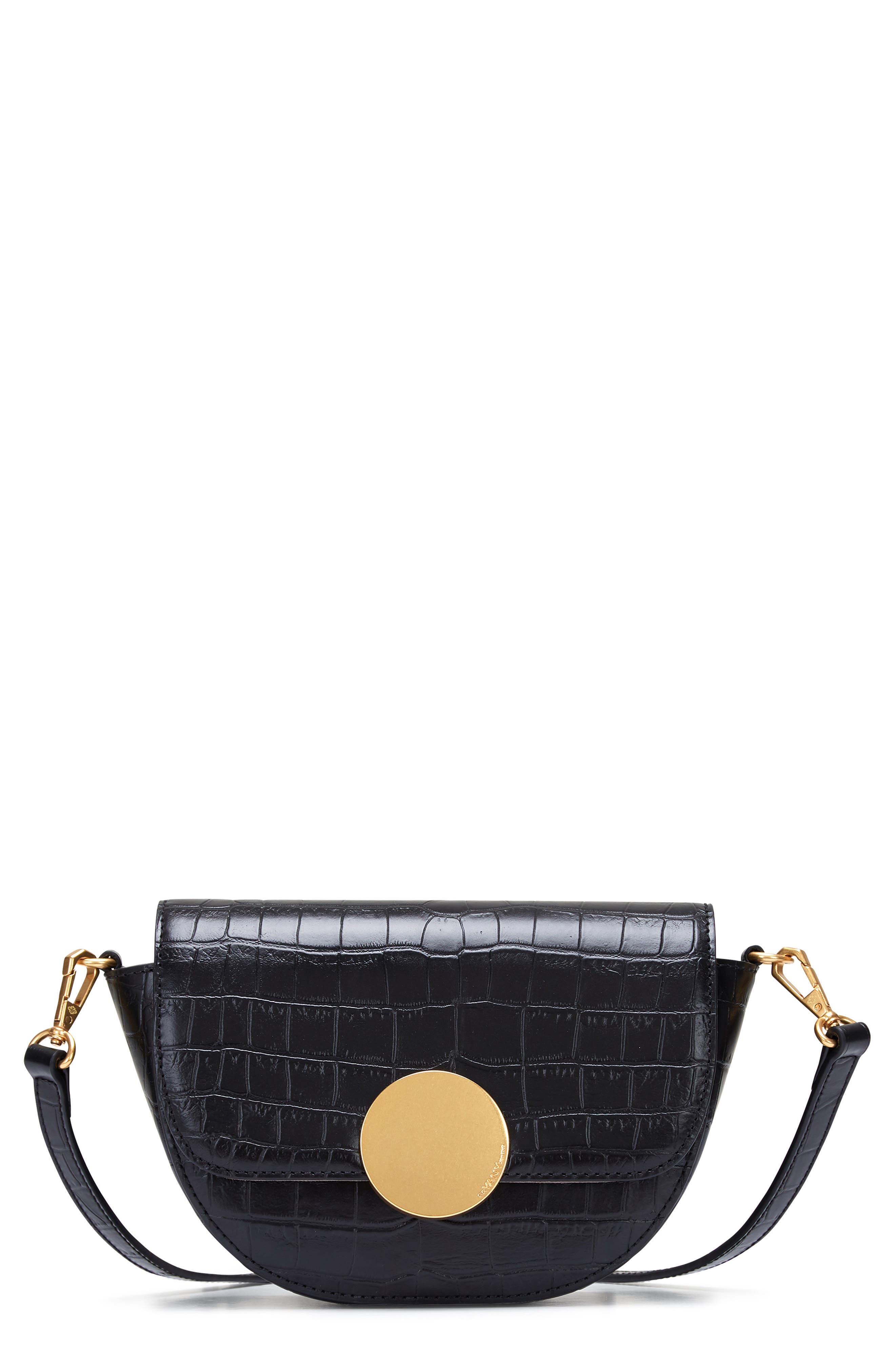 Oryany Lottie Croc Embossed Crossbody Bag, Main, color, Black