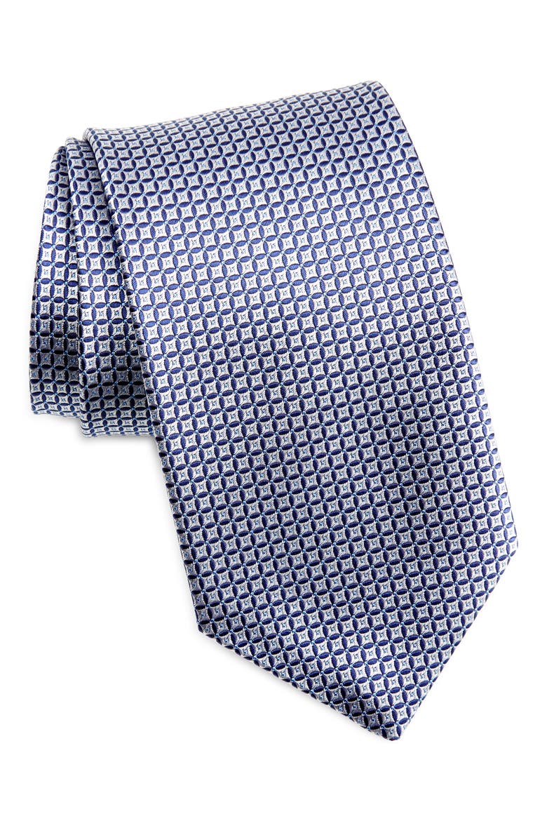Geometric X-Long Silk Tie, Main, color, NAVY/ WHITE