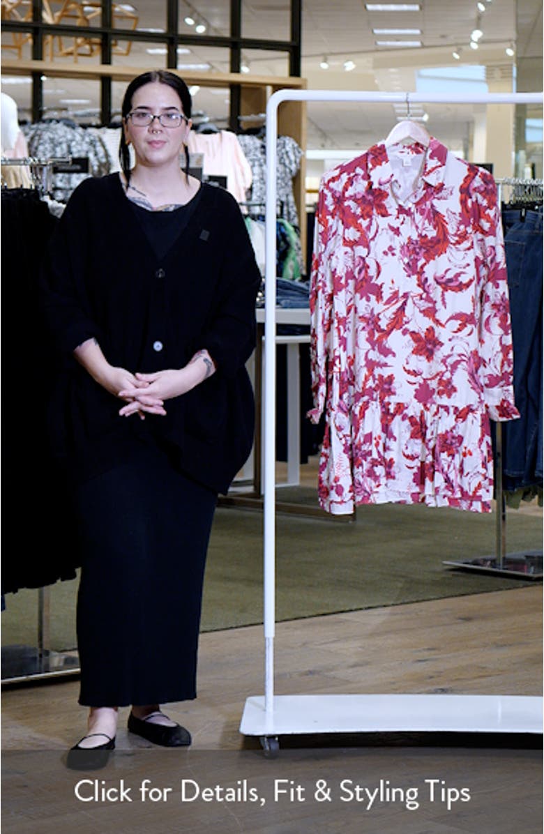 Flounce Hem Long Sleeve Mini Shirtdress, sales video thumbnail