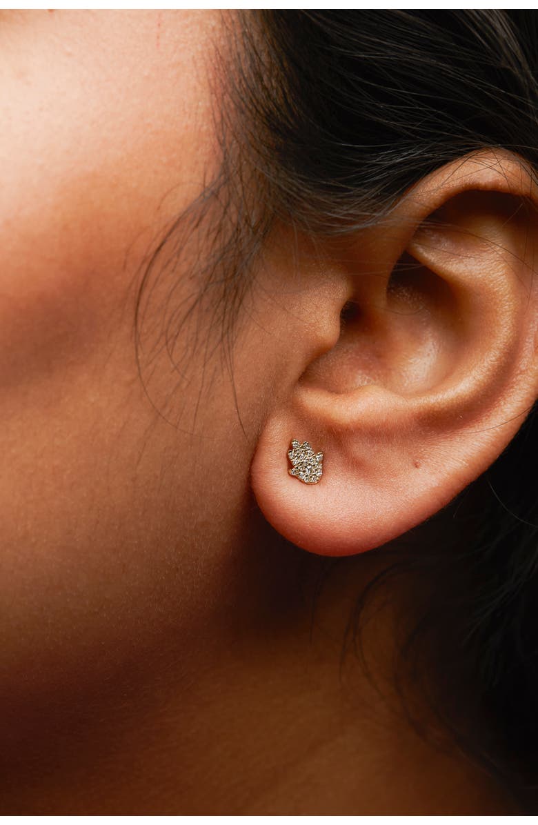 Haus of Brilliance 10K Yellow Gold Diamond Accented Hamsa Stud Earrings, Alternate, color, Yellow