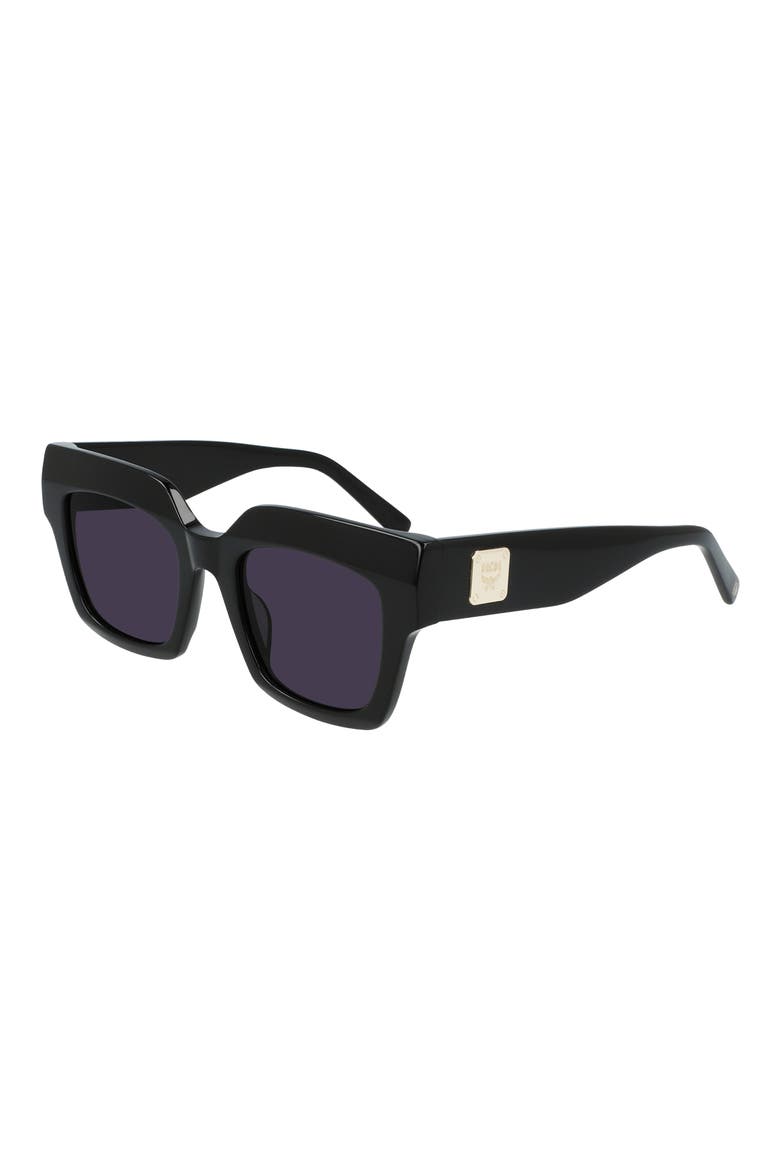 51mm Logo Plaque Square Sunglasses, Alternate, color, BLACK