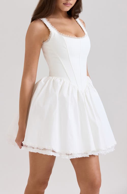 House Of Cb Letitia Lace Trim Stretch Cotton Corset Cocktail Minidress