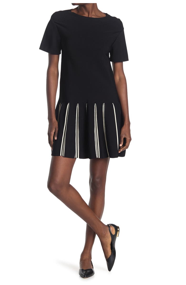 RED Valentino Stripe Hem Crew Neck Dress, Main, color,