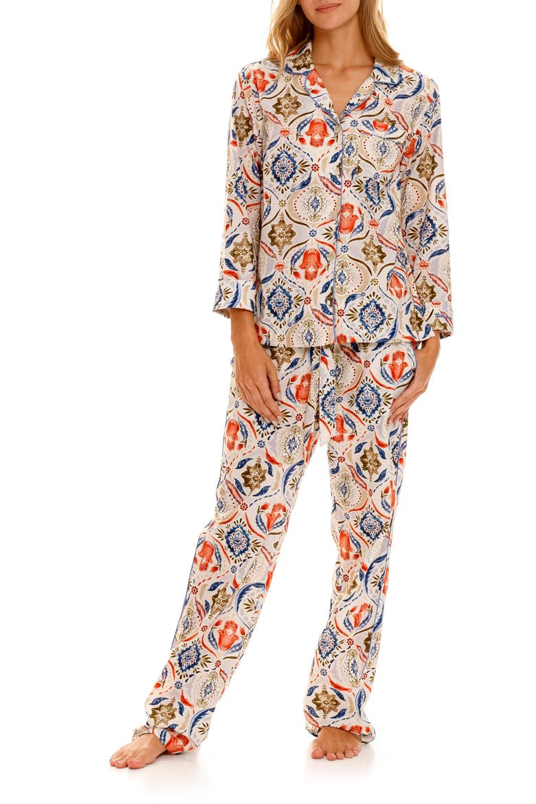 Emma Hamsa Blessing Cotton Pajamas, Main, color, BLUE