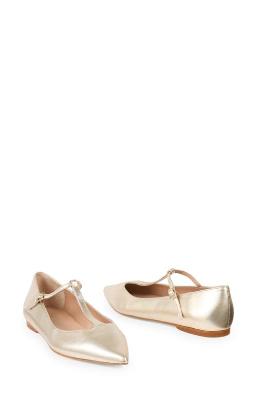 Lk Bennett Drew T-bar Pointed Toe Flat In Gold