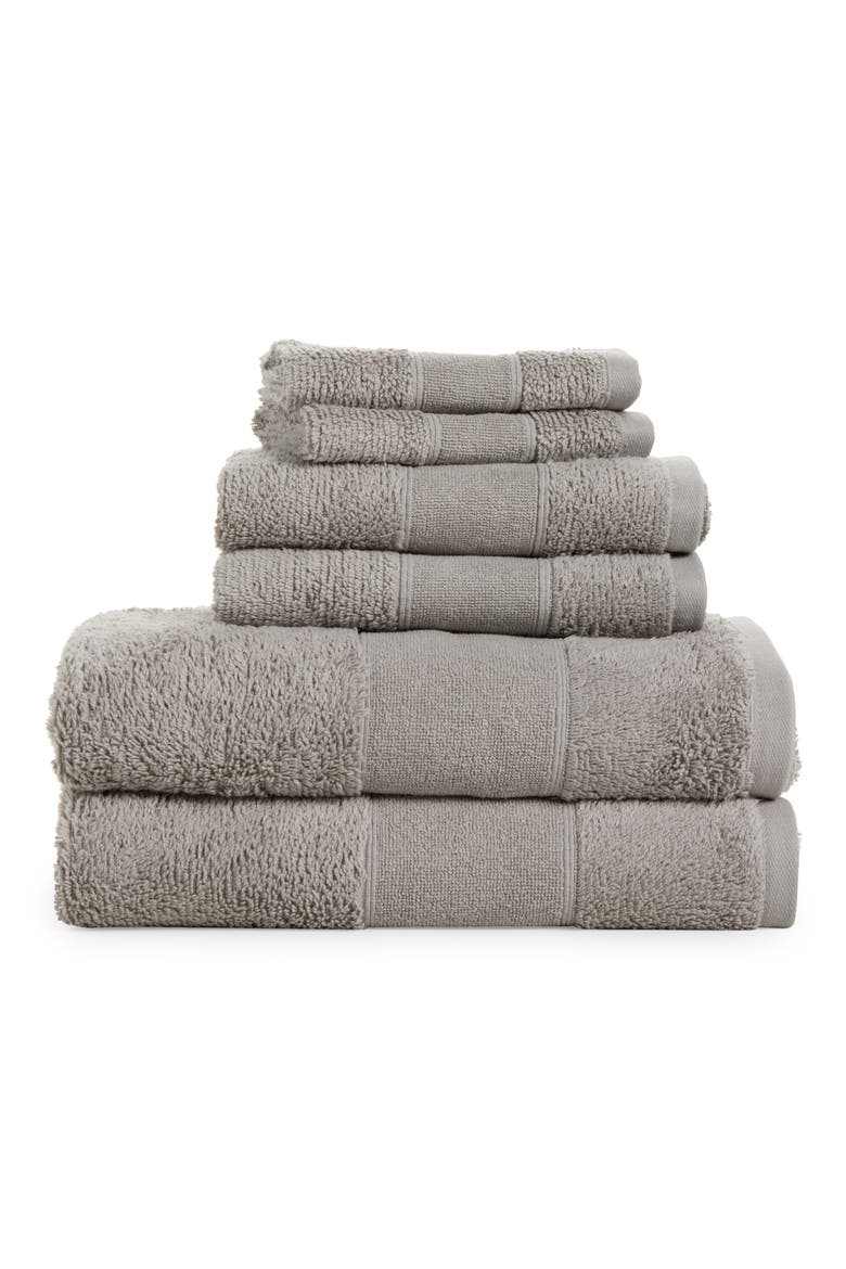 Turkish Cotton 6-Piece Towel Set, Main, color, ALUMINUM