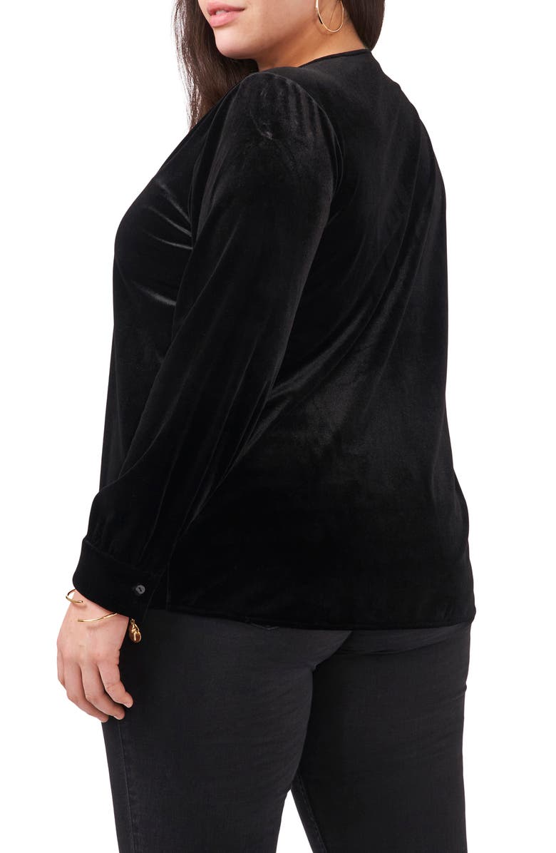 1.STATE V-Neck Velvet Button Front Top, Alternate, color,
