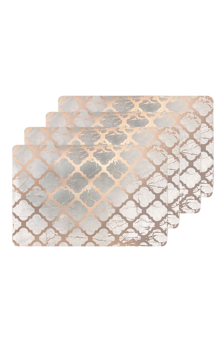 DAINTY HOME Marble Print Set of 4 Placemats, Alternate, color, Rose Gold