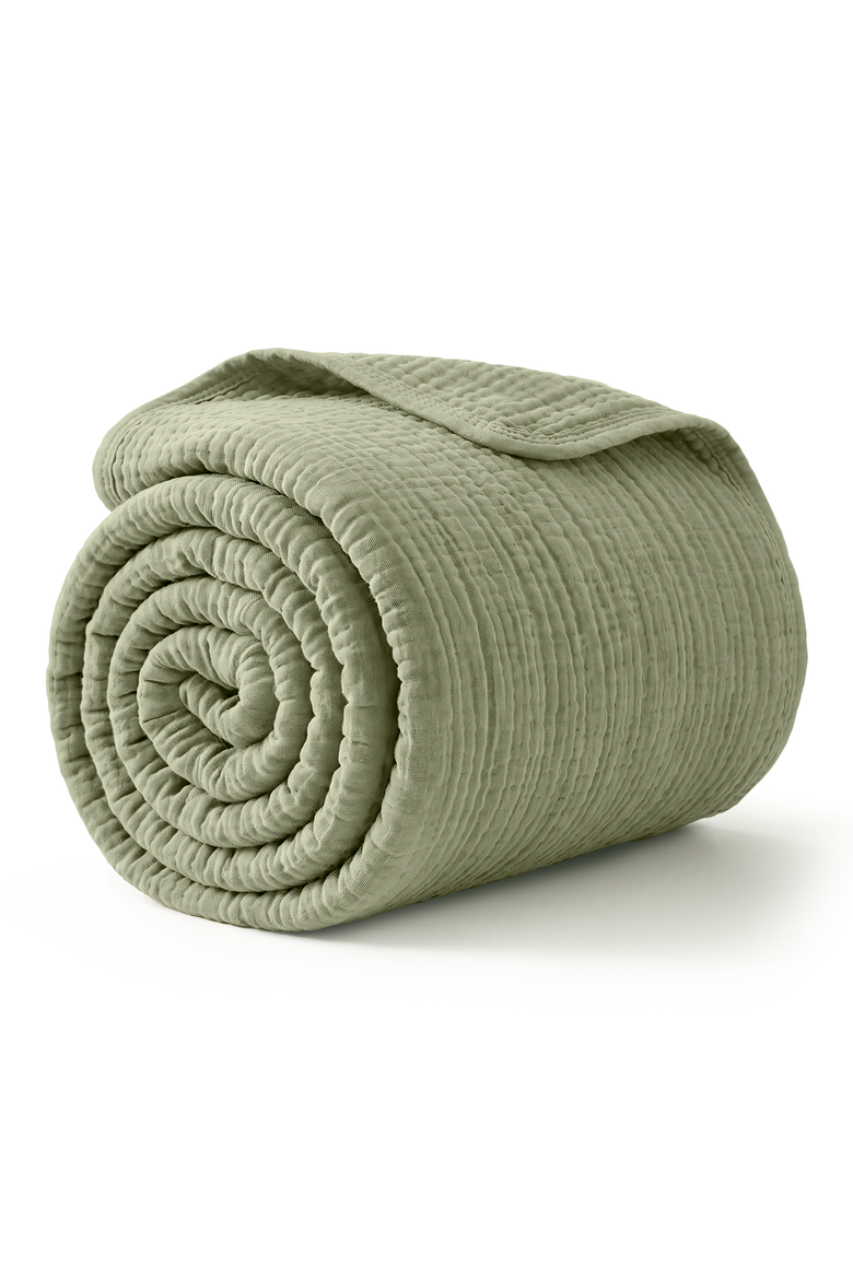 Muslin Large Throw Blanket - 50 x 70 inches, Main, color, Sage