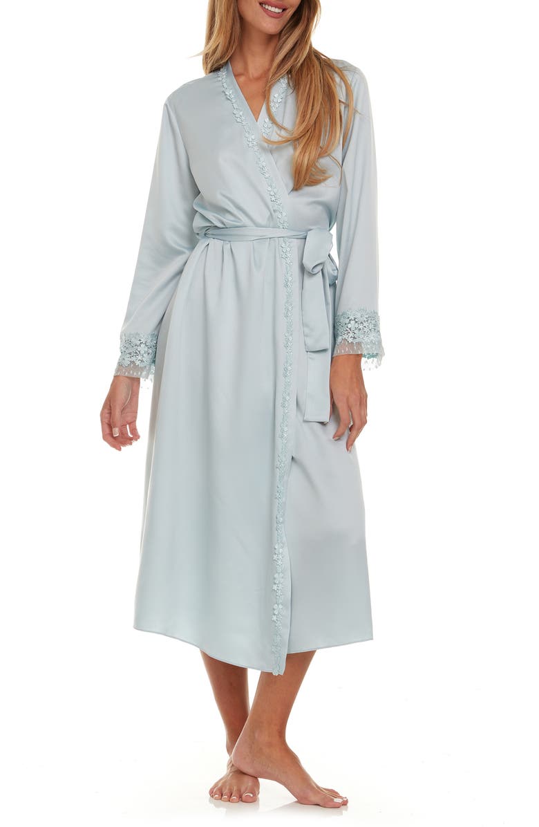 Flora Nikrooz Showstopper Long Robe, Alternate, color, Ice Flow