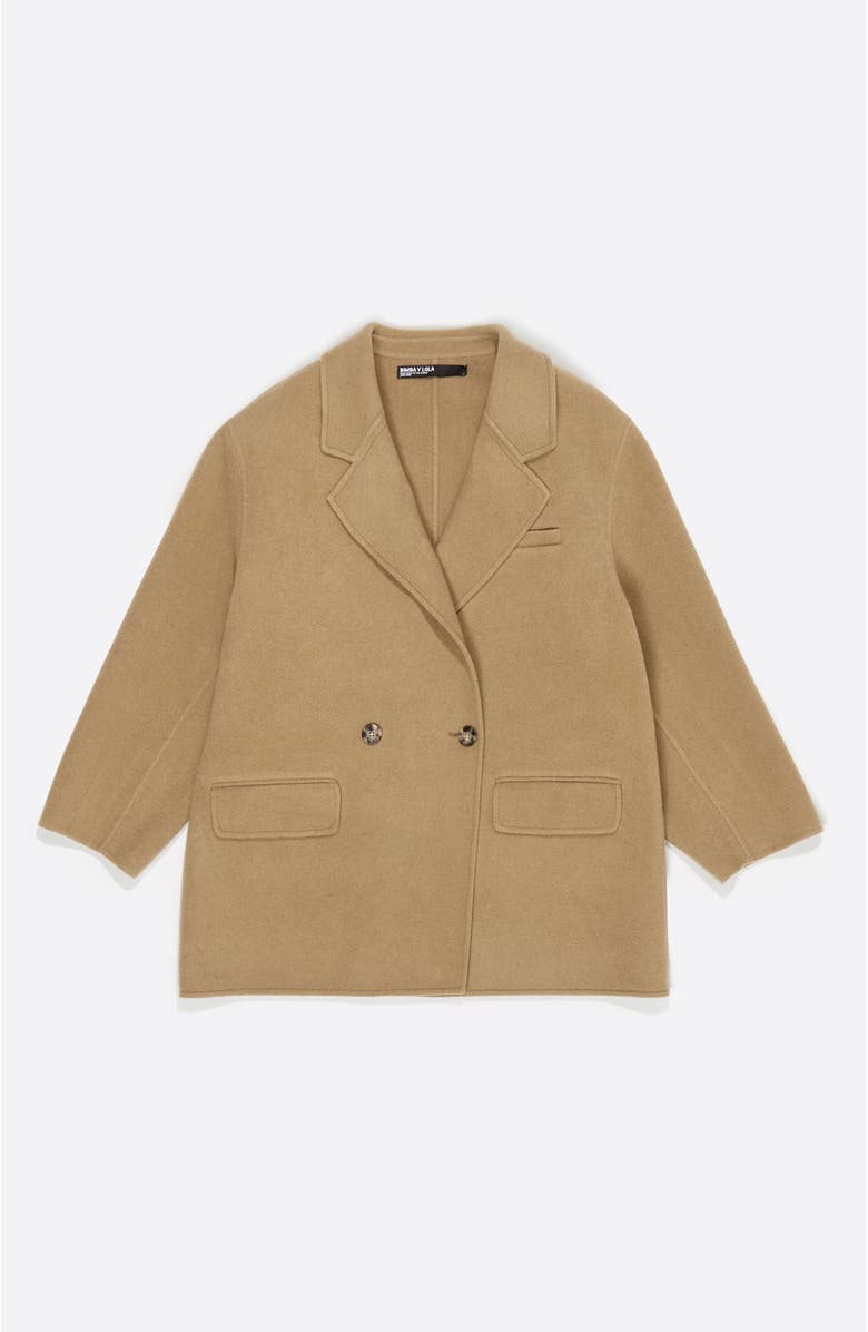 Bimba y Lola Double-Face Double-Breasted Jacket, Alternate, color, Light Khaki