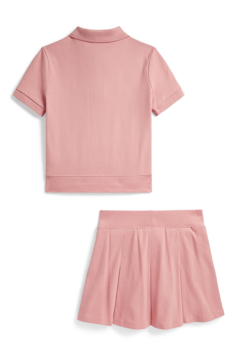 Kids' Stretch Mesh Polo & Skirt Set, Alternate, color, ADIRONDACK ROSE