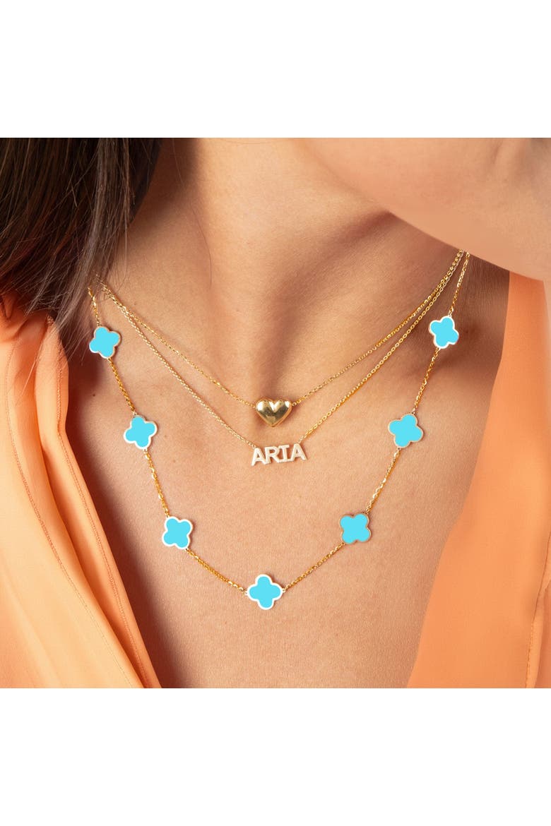 Small Turquoise Clover Necklace, Alternate, color, Turquoise