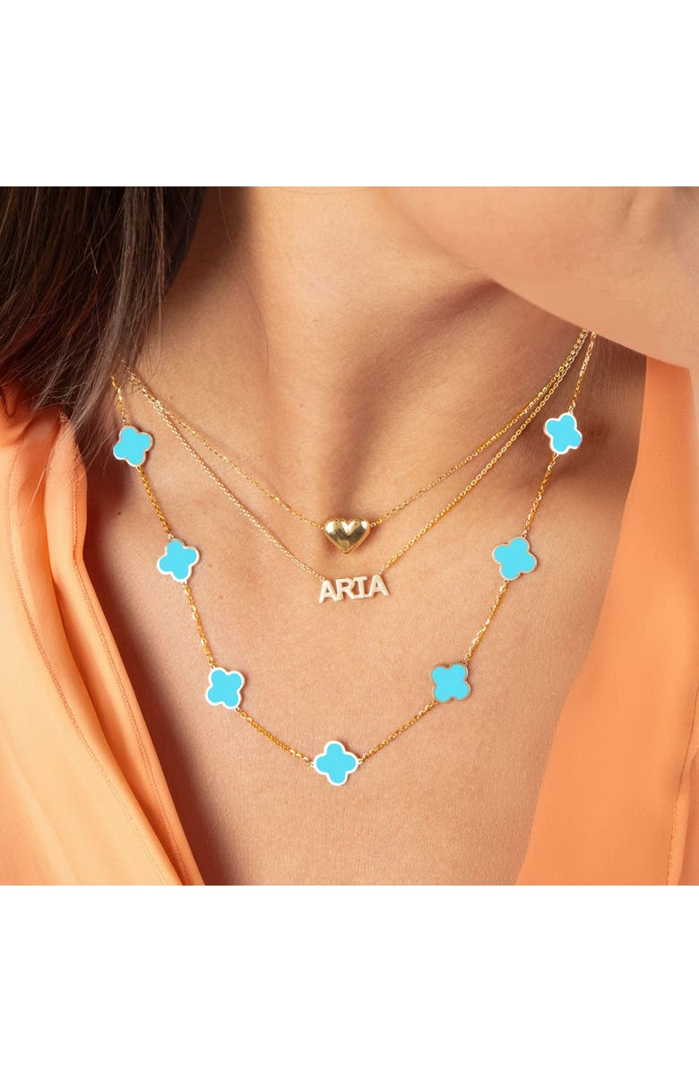 The Lovery Fine Jewelry Small Turquoise Clover Necklace, Alternate, color, Turquoise