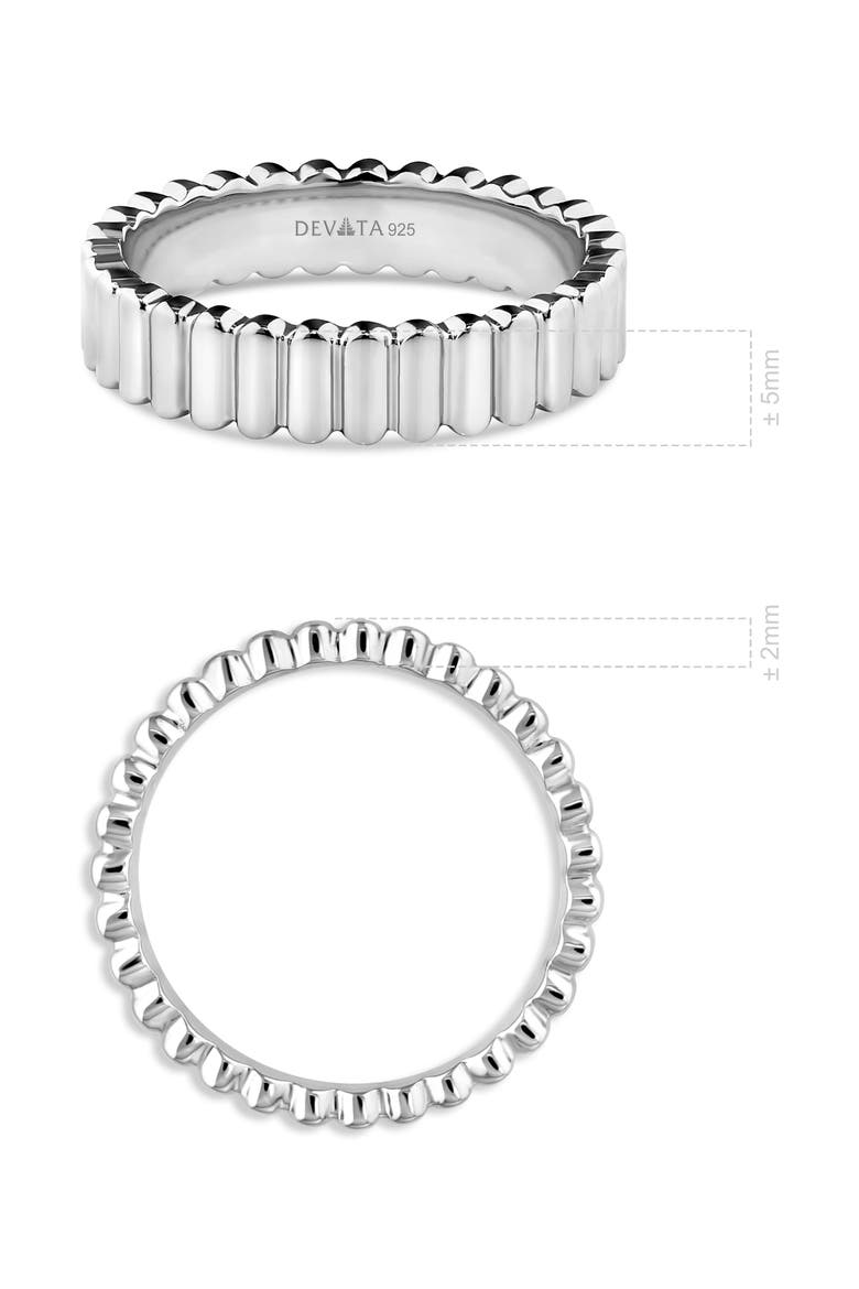 Ribbed Band Ring in Rhodium Plated Sterling Silver, Alternate, color, Silver