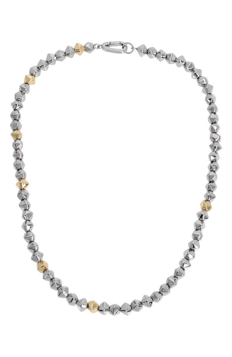 AllSaints Two-Tone Geometric Beaded Necklace, Main, color, 