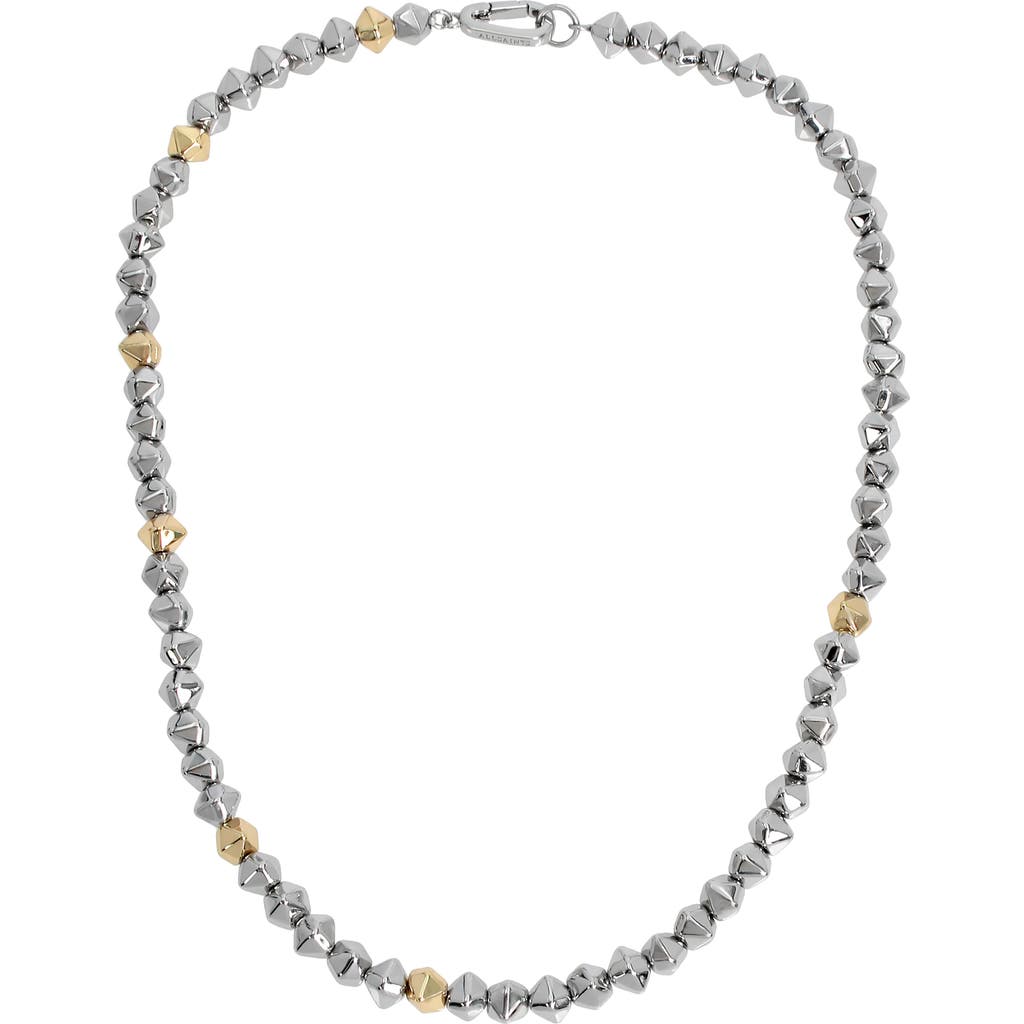 Allsaints Two-tone Geometric Beaded Necklace In Two Tone