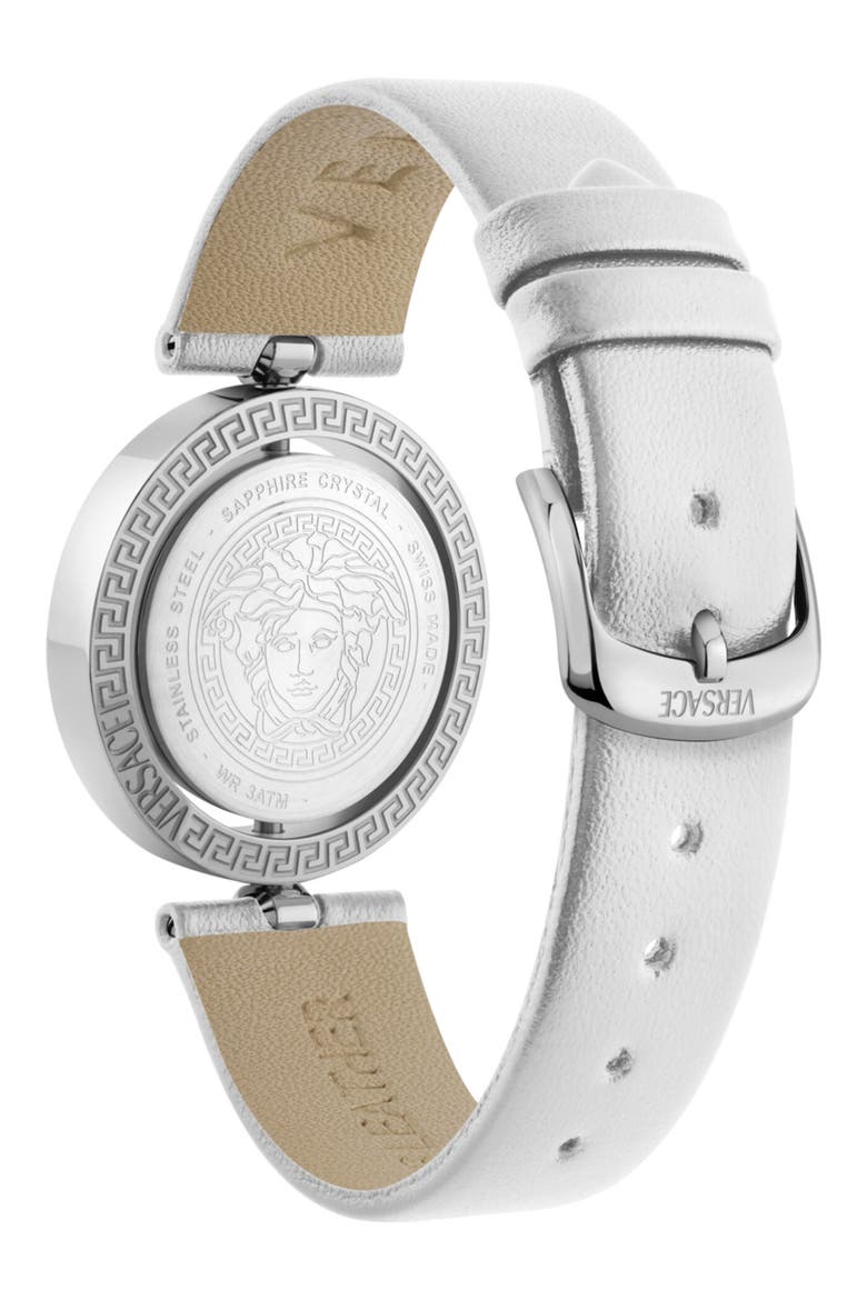 Eon Jewel Leather Strap Watch, 33.6mm, Alternate, color, STSTL