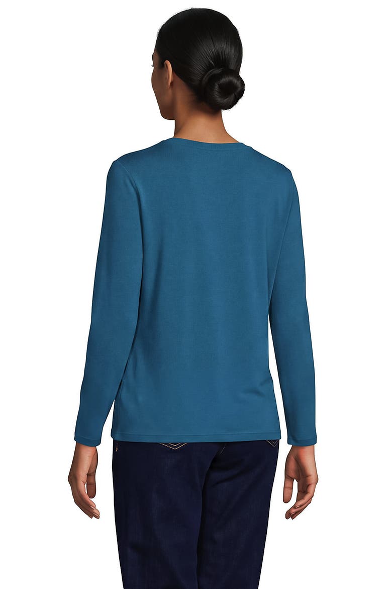 Supima Cotton Long Sleeve V-neck T-shirt, Alternate, color, Baltic Teal
