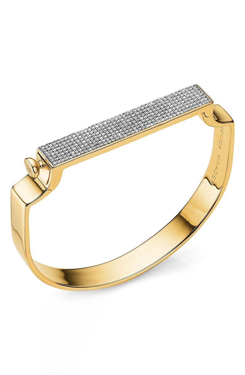 Monica Vinader Signature Diamond Bangle, Main, color, Gold/ Diamond