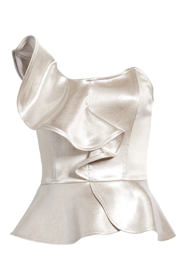 Ruffle Bustier Top, Alternate, color, GREY CHATEAU METALLIC