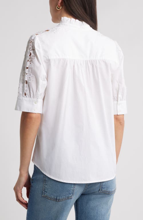 Caslonr Caslon(r) Ruffle Lace Appliqué Cotton Top In White