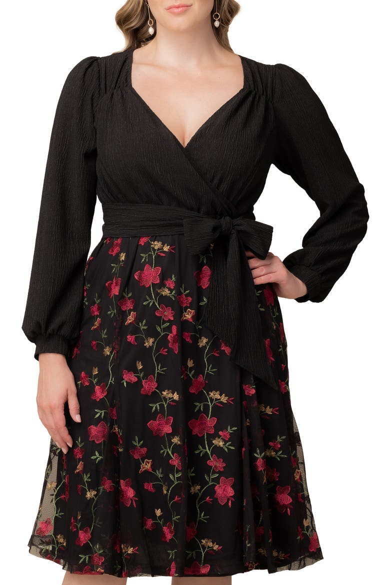 Chelsea Embroidered Long Sleeve Cocktail Dress, Alternate, color, FLORAL FLARE