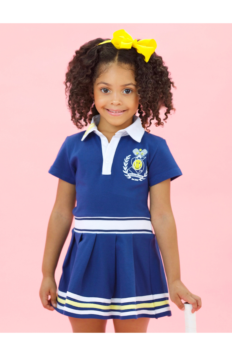 Mia Belle Girls Prep Pleated Tennis Dress, Alternate, color, Blue