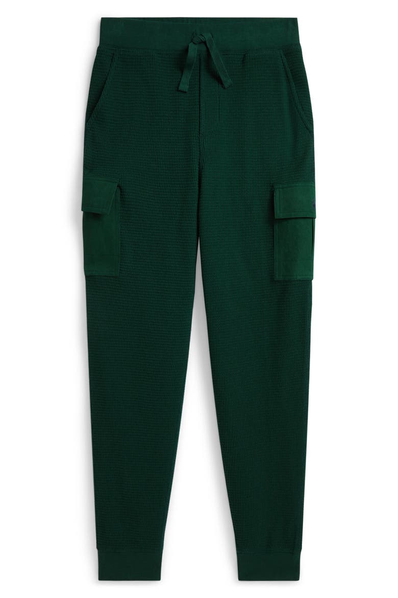 Kids' Waffle Knit Cotton Cargo Joggers, Main, color, MOSS AGATE
